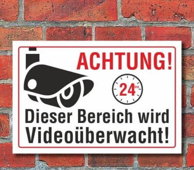 Schild Achtung dieser Bereich wird Videoüberwacht, 3 mm Alu-Verbund