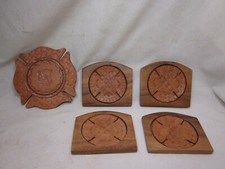 vintage embossed leather wood coaster lot 4 deer buck bird 1 buffalo art