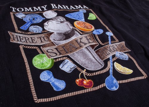 NEW Tommy Bahama "Here To Shake Things Up" Embroidered Button Up Shirt Men's MED - Picture 7 of 13