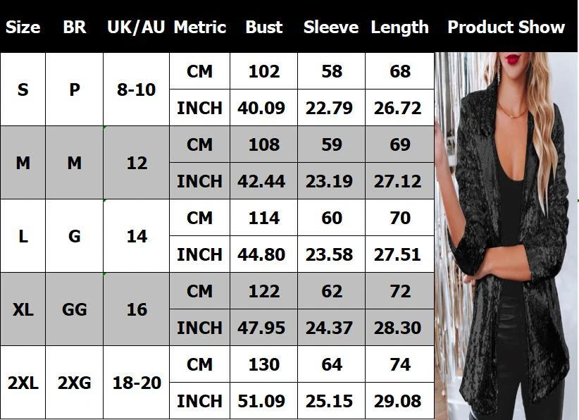 Women's Sparkly Sequin Shiny Long Sleeve Open Coat Jacket Blazer Party Lapel Top - Image 2 of 4