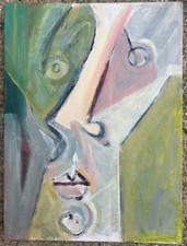 Serene Abstract Portrait By Maine Artist Robert Nason 2006 Original Acrylic 9x12 Serene Abstract Portrait By Maine Artist Robert Nason 2006 Original Acrylic 9x12