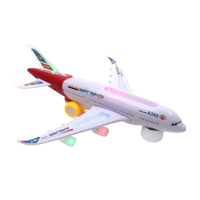 PlayWorld All Aboard! Bump and Go Electric Air Bus A380 Kids Action Airplane 
