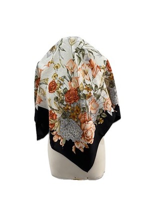 S39# D'Este Wool Scarf - Vintage Floral Design - Italy  34 Inch