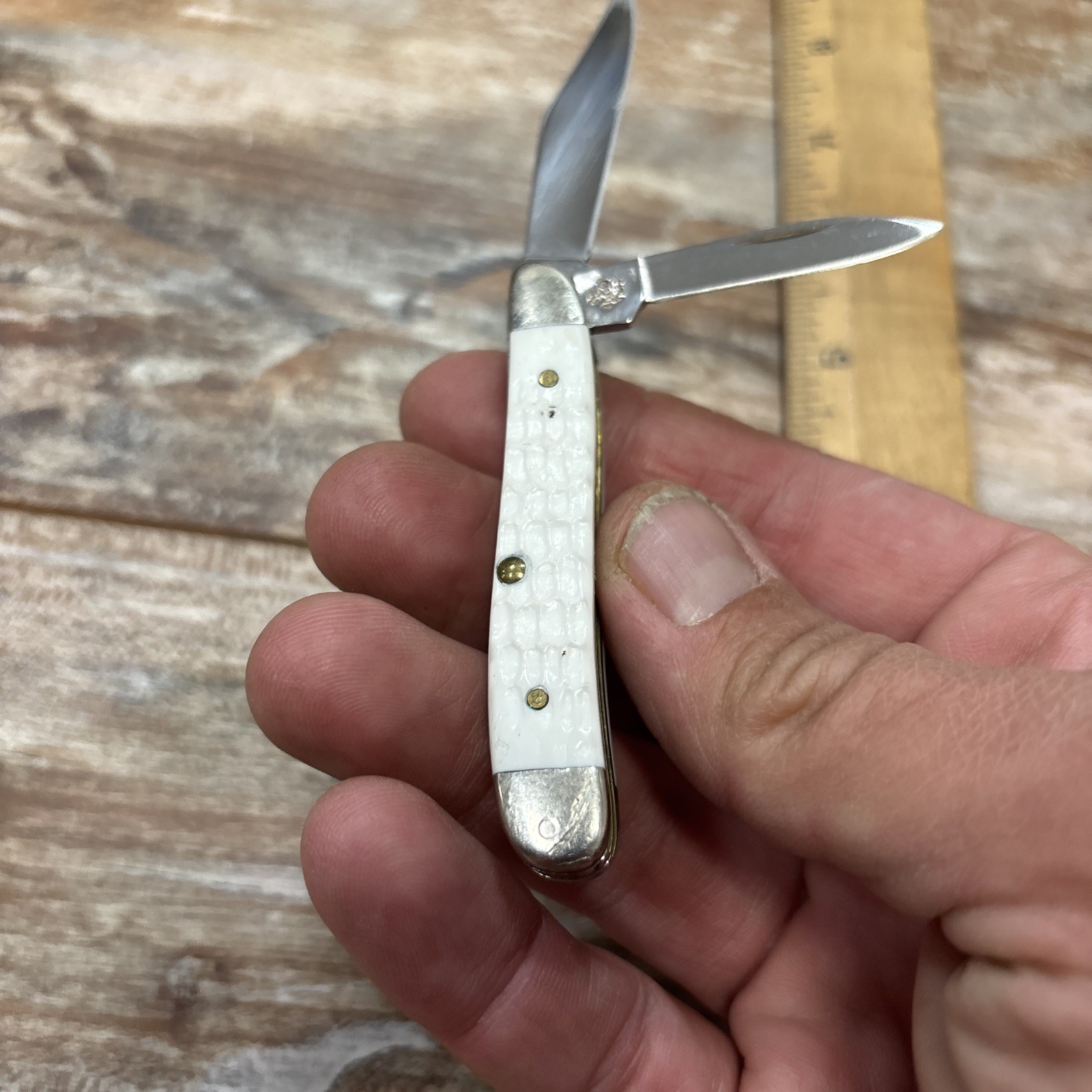 Case SparXX Jig Peanut 6220 Folding Pocket Knife - White/Silver