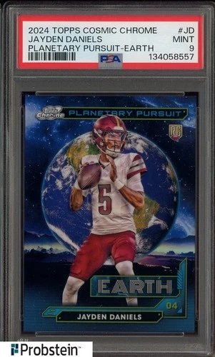 2024 Topps Chrome Planetary Pursuit Earth #JD Jayden Daniels RC Rookie PSA 9