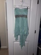 Sequin Hearts Aqua Strapless Prom Dress Size: 3