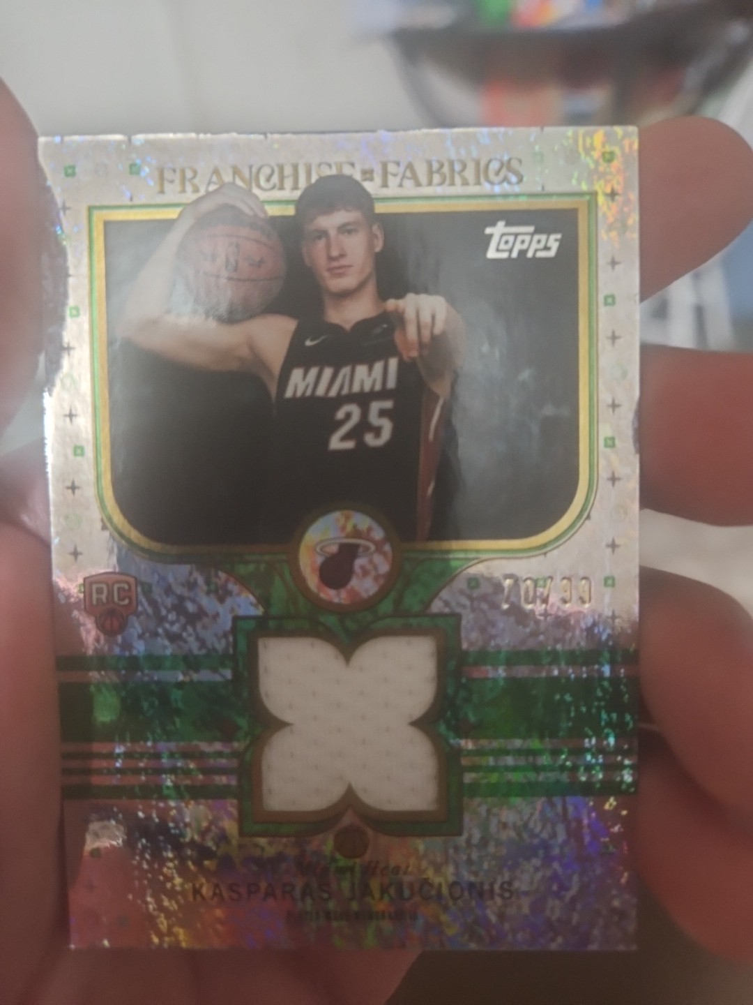 2025-26 Topps - Kasparas Jakucionis Franchise Fabrics Green Holo Foil /99 (RC)