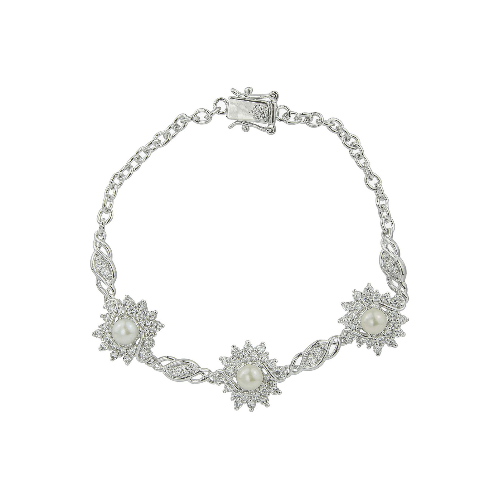 Браслет из пресноводного жемчуга Gold Coast с платиновым покрытием и фианитами Sunburst