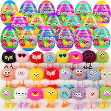 24 Pcs Prefilled Easter Eggs with Plush Toys Keychain Decoration Stuffed Toy Gre