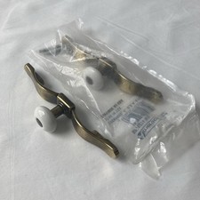 Vintage 5 Brass Drawer Handle Pulls w White Ceramic Porcelain Knob Hardware MCM