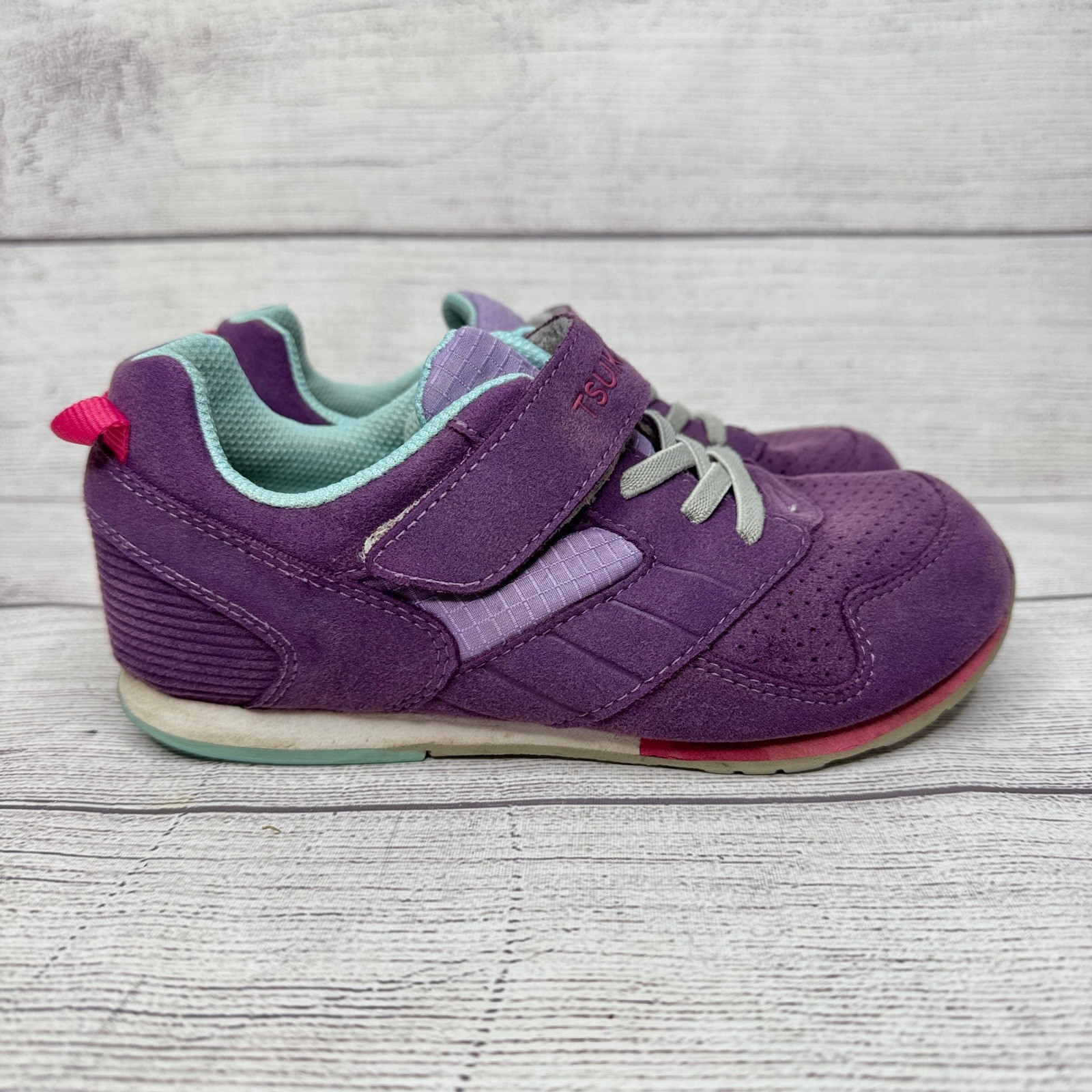Tsukihoshi Kids Athletic Sneakers Purple Lace Up Hook & Loop Closure Size 13