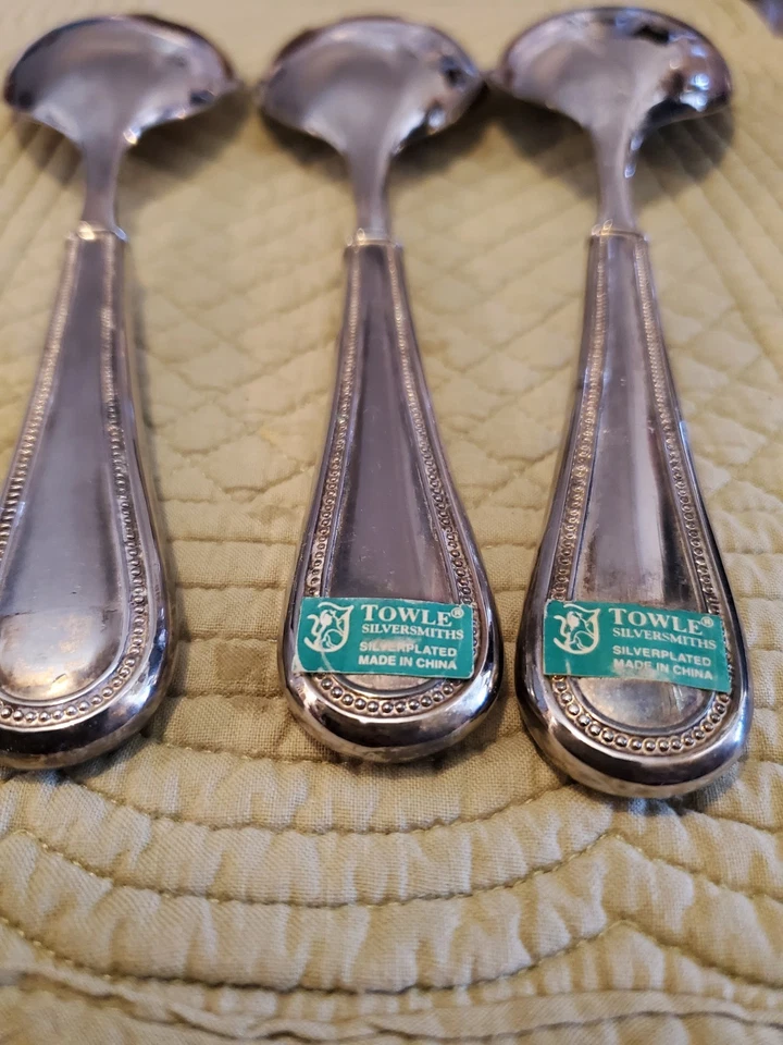 Tenedor de servir vintage con cuentas Smiths plateado toalla Foto 3 de 4