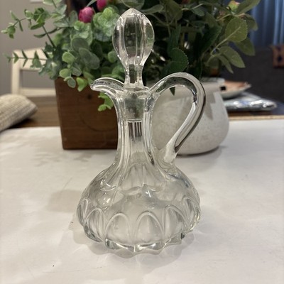 Vintage Anchor and Hocking Glass Olive Oil Cruet with Glass Stopper 6 1/2 