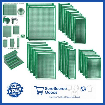 DIY Soldering PCB Board Kit 32pcs Double Sided in 5 Sizes for Electronics