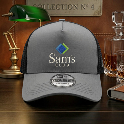 Sam's Club Embroidered Logo Trucker Hat Gray Black Mesh Back Adjustable Cap