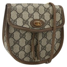 GUCCI GG Supreme Shoulder Bag PVC Beige Gold Auth ep14165