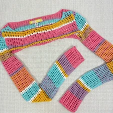 Urban Outfitters Striped Crochet Shrug Top Small Rainbow