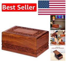 Decorative Wooden Urn Box with Sliding Closure - Ideal for Human and Pet Ashes