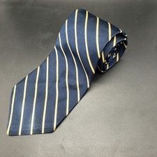 Brooks Brothers Makers 100 Silk Woven In England Classic Navy Gold Stiped READ