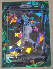 2023 Panini Prizm Jacob Berry Green Cracked Ice Prizm #18 Miami Marlins Prospect