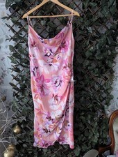 Liquorish Maternity Satin Wrap Midi Dress  Floral UK 12  Bridesmaid Occasion