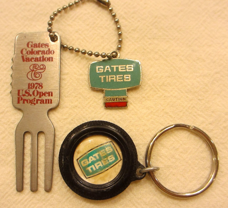 Vintage Gates Tires Collectible Keyring, Golf Divot Repair & Fob
