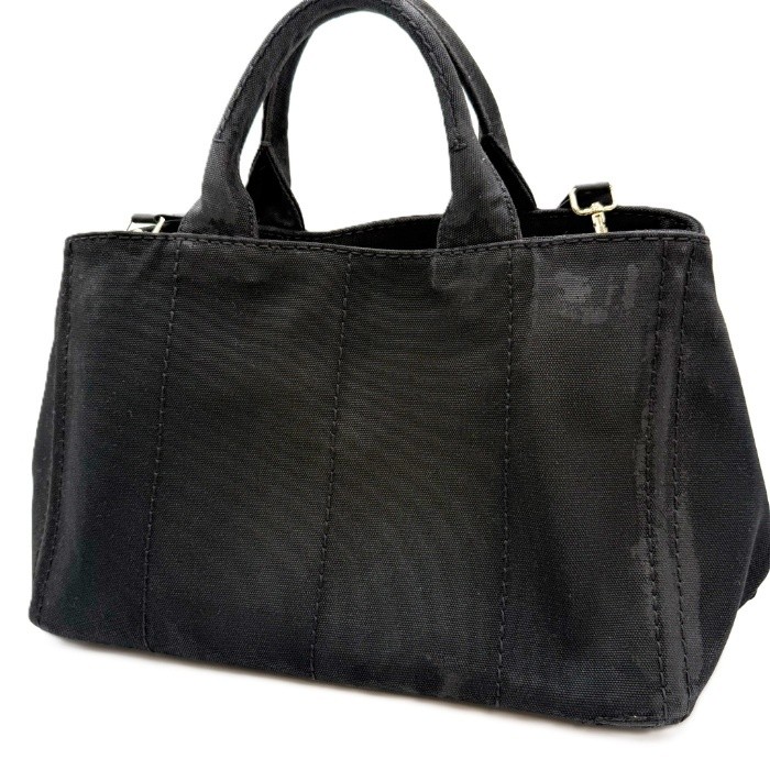 PRADA Canapa Tote Bag Large Logo Canvas Black Free  i0606aq002190 Used Vintage B thumbnail 2