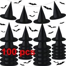 100 Pcs Halloween Decoration Witch Hats Bulk Hanging Witch Costume Caps Accessor