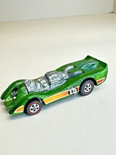 Vintage 1971 Hot Wheels Redline JET THREAT Spectraflame Green Hong Kong
