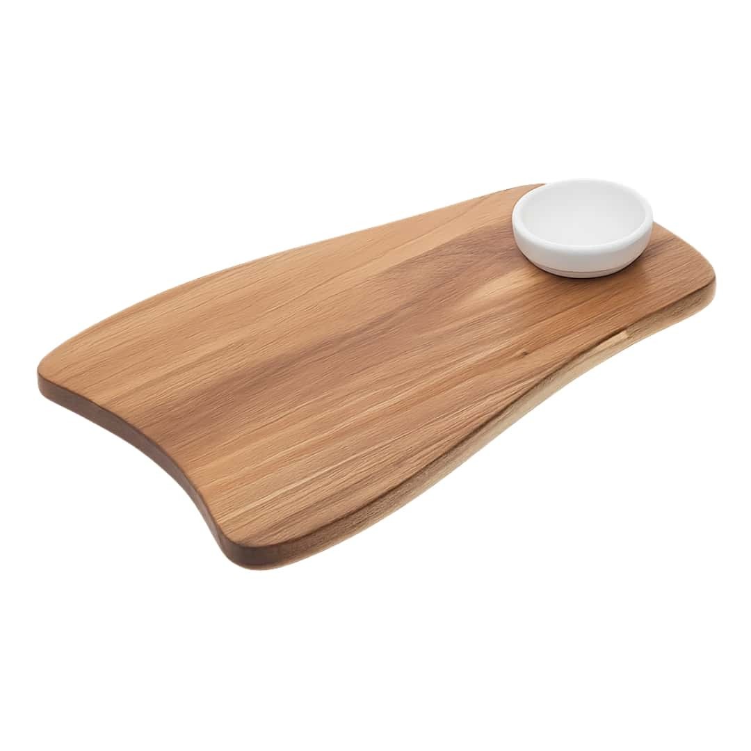 Aperitif Cutting Board Acacia With Sauce Bowl Melamine 39.4x25x1.5h Cm Leone