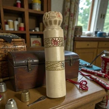 Detailed Antique Carved Sewing Needle Case Celluloid Victorian Etui