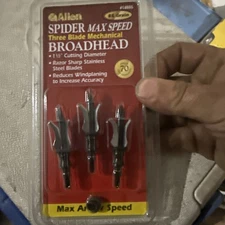Allen Spider 85 Grain Mechanical Broadheads 3 Blade 1.5” Cutting Diameter