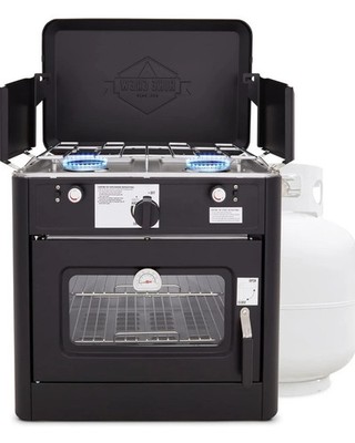 Hike Crew 2-in-1 Camping Portable Propane Stove & Oven Grill w/Carry Case Black