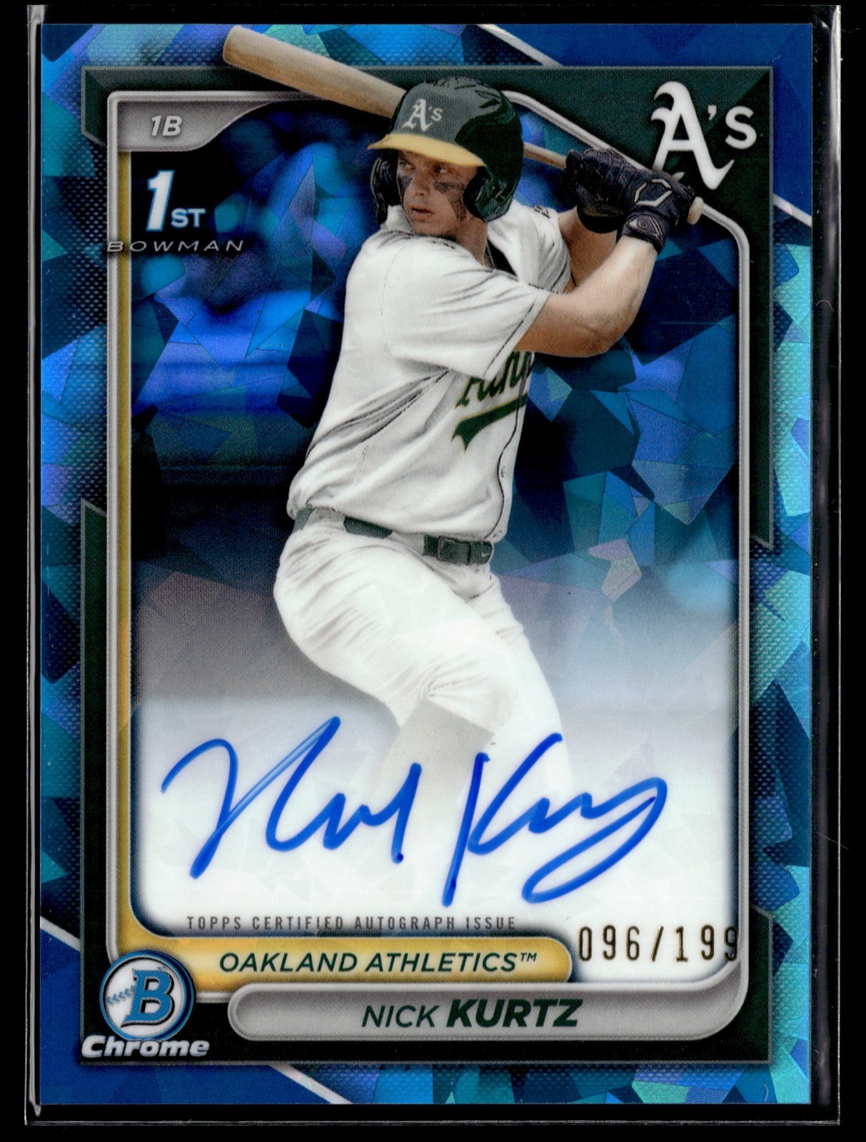 2024 Bowman Sapphire Nick Kurtz Chrome Prospect Auto /199 Athletics 1st