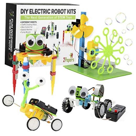 Electric Motor Robotic Science Kits for Kids (4-in-1), DIY STEM Toys 4 PACK