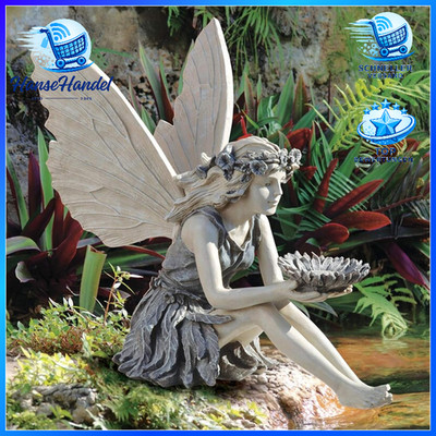 Gartendeko Ornament Fee Sitzend Elfen Gartenfigur Harz Handwerk Statue