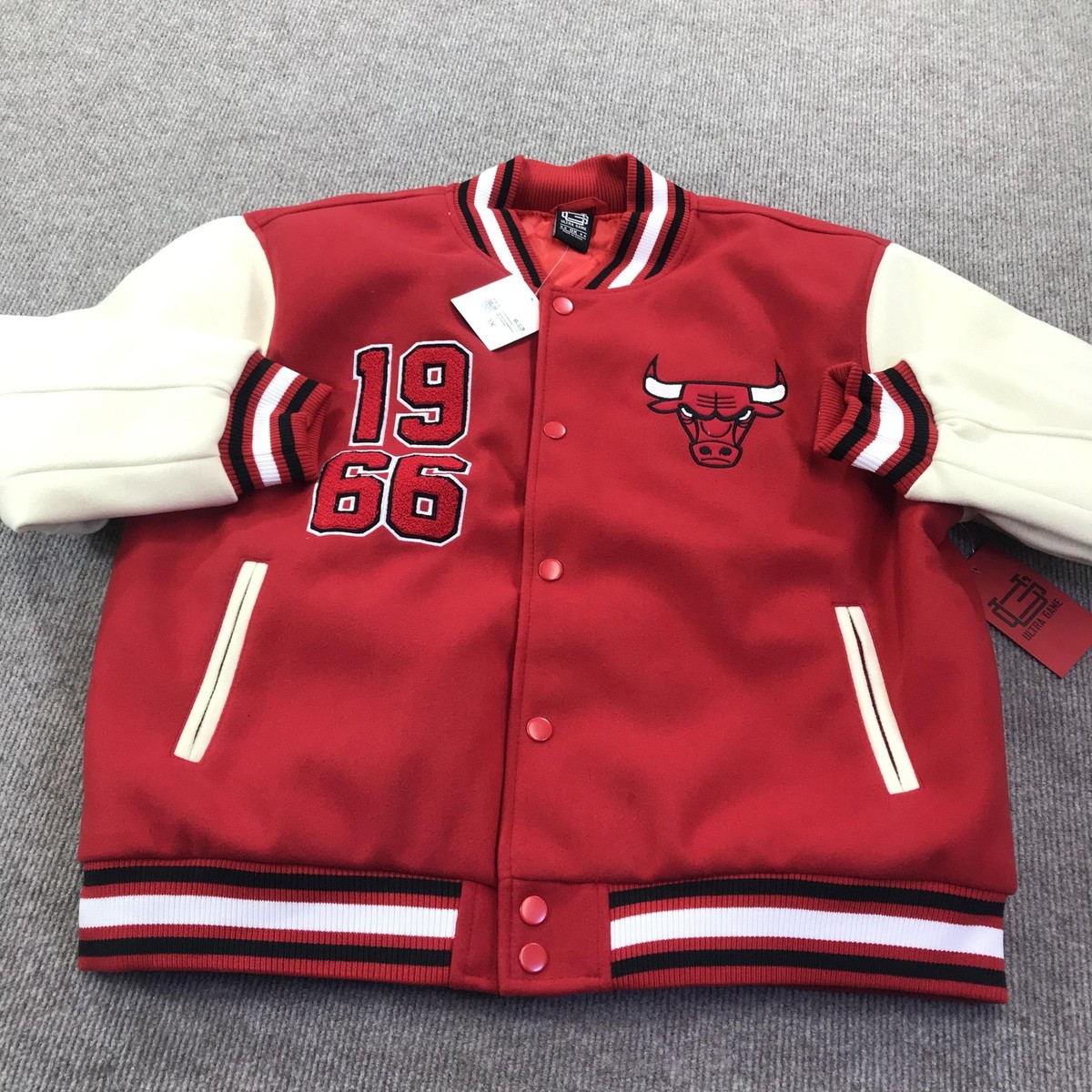 Chicago Bulls Jacket Womens 0X Red Cream Varsity NBA Basketball