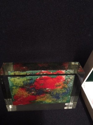Boos und Hahn Großkunden Acryllglasblock Blau Briefbeschwerer in Schatulle RAR 2