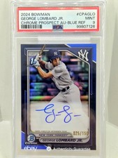 2024 Bowman Chrome 1st George Lombard Jr Blue Refractor Auto 25/150 PSA MINT 9