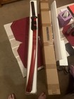 T10 Steel Clay Tempered Red Saya Japanese Katana Sword Full Tang Real Hamon — photo 2