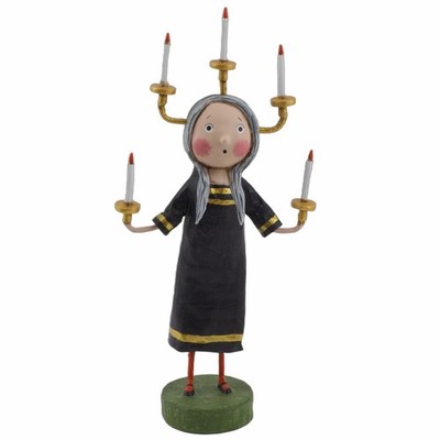 Lori Mitchell Candle Maker Girl Black Dress Halloween Figurine Folk Art Figure