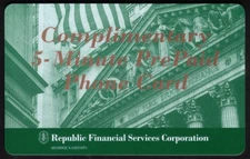 5m Republic Financial Services Corporation New York Phone Card