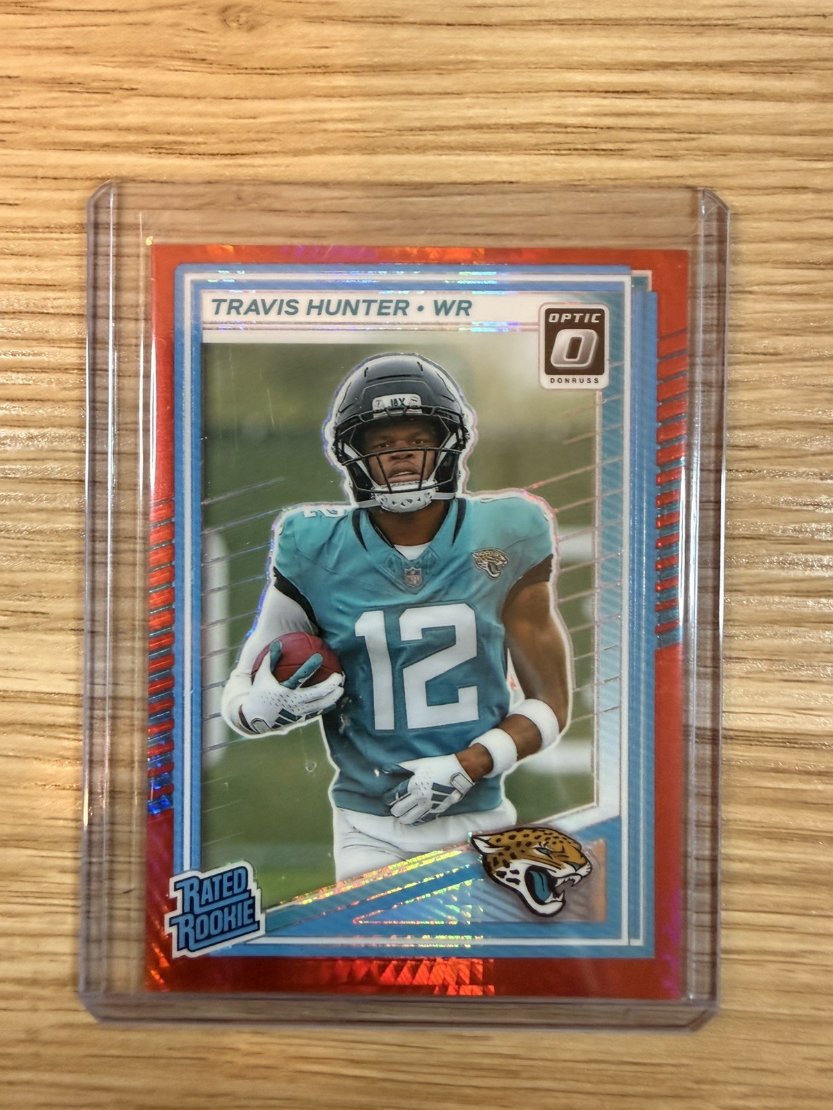 Travis Hunter 2025 Donruss Optic Red Wave Prizm Rated Rookie RC #201 Jaguars