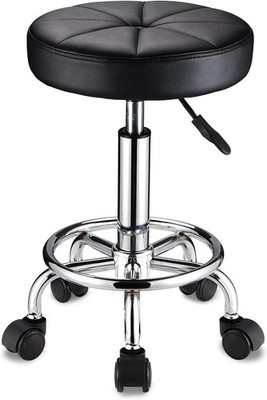 HMTOT Rolling Stool Adjustable Swivel Chair Salon Spa Massage Lash Nail Tech Bla