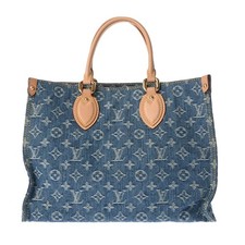 LOUIS VUITTON On the Go MM M46871 Monogram denim Blue denim unisex Tote Bag