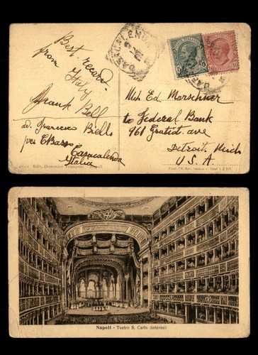 Mayfairstamps Italy Casacalenda to Detroit MI Theater Interior Postcard aas_8330