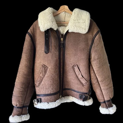 Sheepskin Men's Bomber Jacket Air Force Authentic Cockpit USA