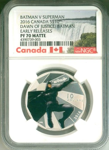 2016 Canada $10 Batman V. Superman Dawn Of Justice - Batman ER NGC PF70 Matte