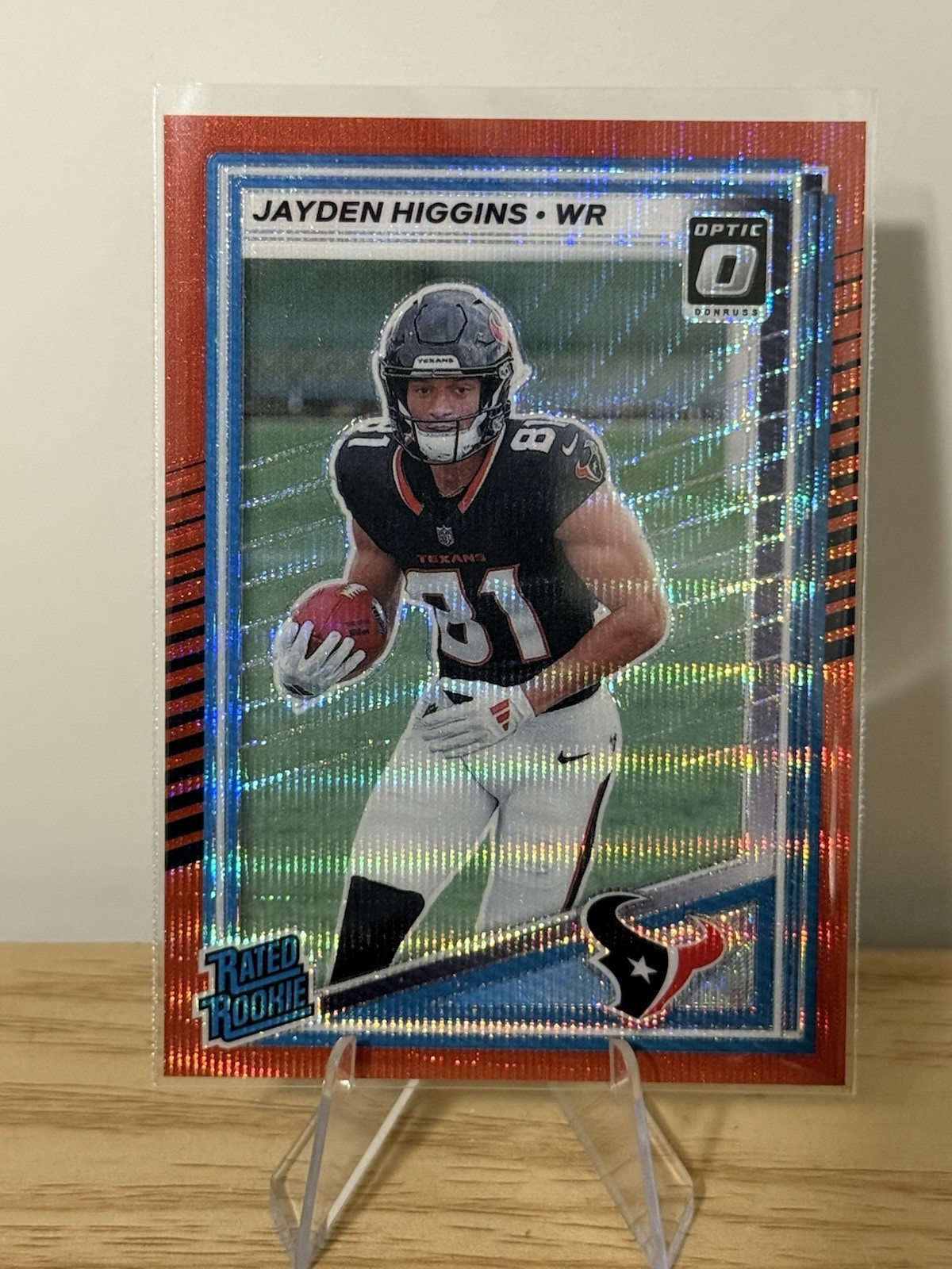 2025 Donruss #334 Jayden Higgins Optic Rated Rookies Preview Red Wave