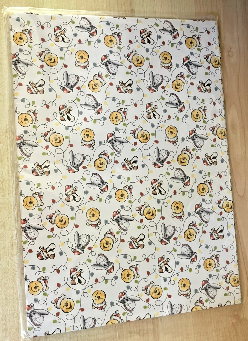 BNIP New Disney Store Winnie the Pooh Festive Wrapping Paper 3 Sheets 100x70cm
